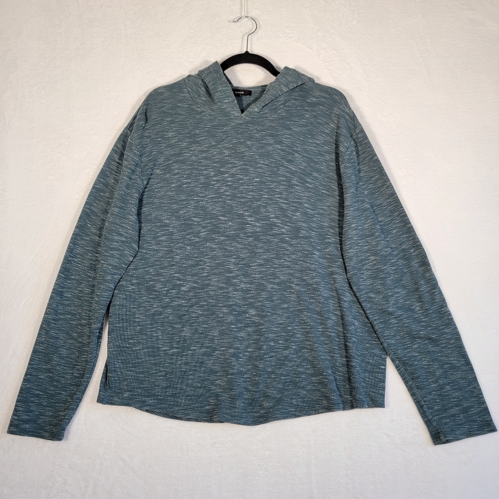 Vince Cotton Blend Hoodie in Green/Blue Marl, Size L
